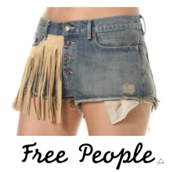 🆕𝐅𝐫𝐞𝐞 PEOPLE ARTISAN DE LUXE FRINGED SHORTS - Picture 2 of 8